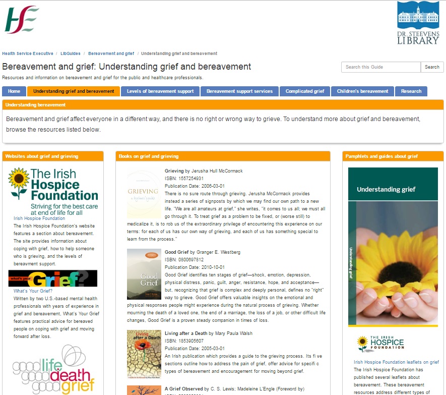 Bereavement and Grief LibGuide – Hanna Bush